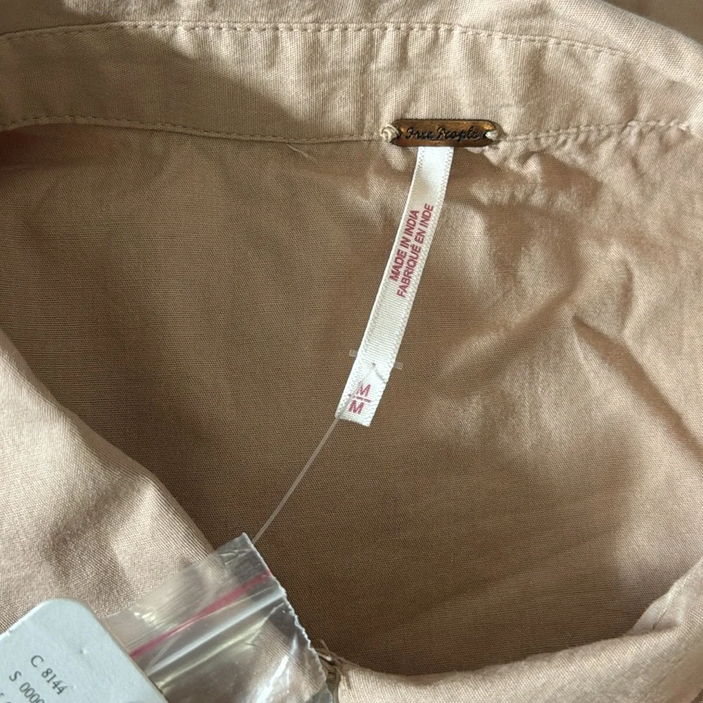 NWT Free People Cropped Short Sleeve Utility Shirt - sz M